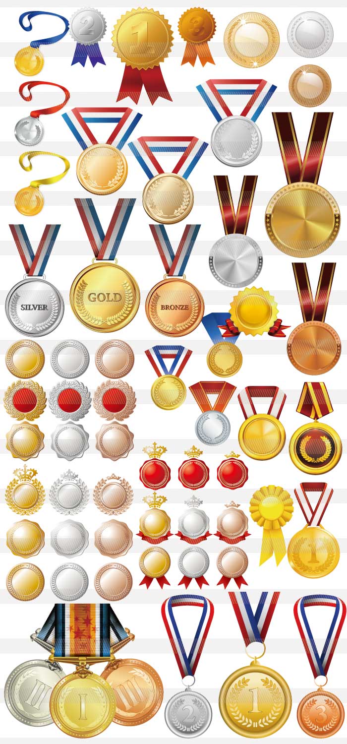 トロフィー 金銀銅メダル 王冠のイラスト イラストレーター素材 Ai Eps 商用可能