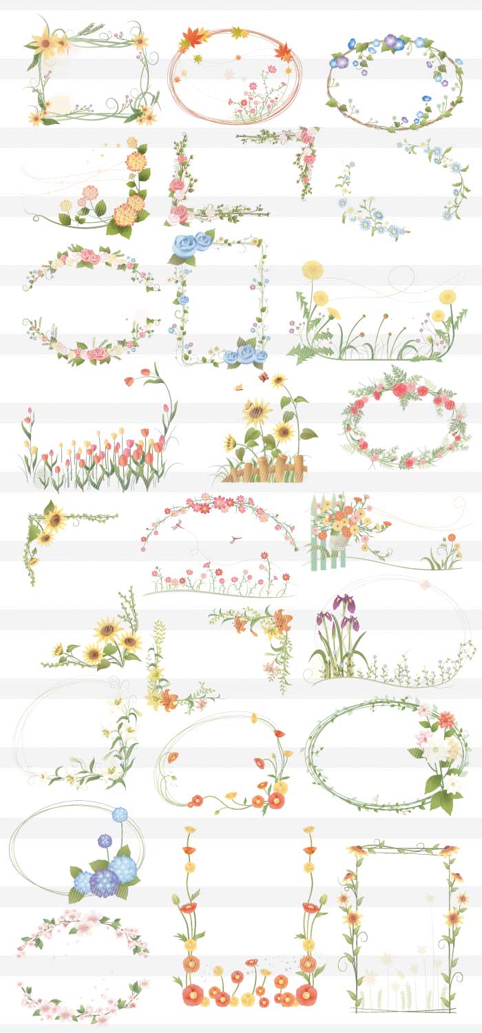 花や葉っぱのフレーム枠素材の無料イラスト Ai Epsの無料イラストレーター素材なら無料イラスト素材 Com