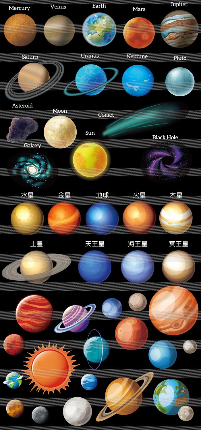 太陽系の惑星の無料イラスト Ai Epsの無料イラストレーター素材なら無料イラスト素材 Com