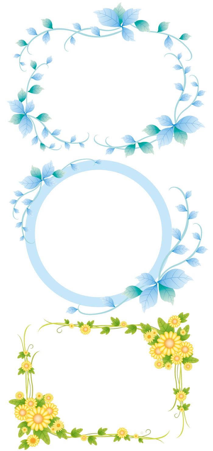 花や葉っぱのフレーム枠素材の無料イラスト イラストレーター素材 Ai Eps 商用可能
